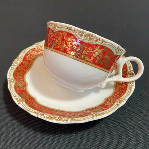 Vintage Winterthur 'Andrea By Sadek' Honore pattern Red and Gold tea cup